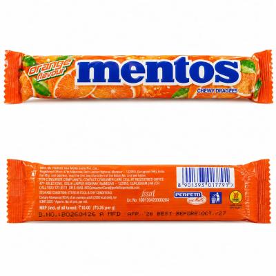 Mentos Orange Flavour  Packed Net Weight: 28.6 g